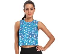Haut court ample pour femme, séchage rapide, taille S, Motif étoile bleue, Taille XL