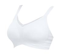Haut court de course à pied sans armatures pour femme - Bustier de sport en dentelle - Col en V - Confortable - Grandes tailles - Brassière douce avec extension pour l'extérieur - Cadeau idéal, blanc