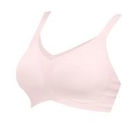 Haut court de course à pied sans armatures pour femme - Bustier de sport en dentelle - Col en V - Confortable - Grandes tailles - Brassière douce avec extension pour l'extérieur - Cadeau idéal, rose