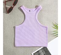 Haut court de sport doux pour la peau pour femme - Gilet de yoga et de course à pied pour l'été - Taille L - Rose