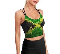 Haut Court Drapeau de la Jamaïque pour Femmes, débardeur d'entraînement, sans Manches, athlétique, col carré, Chemises de Sport, de Yoga