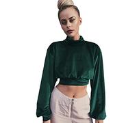 Haut Court Femme Sexy Chic Automne Chandail Manche Longue Taille Resserrée pour Femmes Mode Crop Top Pull Cropped Sweat-Shirt Décontractée Lâche Pull Veste Sport Survêtement Grande Taille
