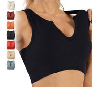 Haut Court Shape Me Up de Getheyshape, brassière de Sport Moulante Gainante, Gainante intégrée for l'entraînement, Le Yoga et Le Sport(Black,Large)