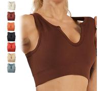 Haut Court Shape Me Up de Getheyshape, brassière de Sport Moulante Gainante, Gainante intégrée for l'entraînement, Le Yoga et Le Sport(Brown,Small)