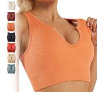 Haut Court Shape Me Up de Getheyshape, brassière de Sport Moulante Gainante, Gainante intégrée for l'entraînement, Le Yoga et Le Sport(Orange,Small)