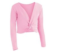 Haut de ballet à manches longues pour fille - Couleur pure - Maillot de danse décontracté - Pour l'école, le yoga et le sport, Rose, 5-6 ans