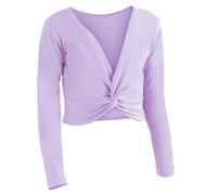 Haut de ballet à manches longues pour fille - Couleur pure - Maillot de danse décontracté - Pour l'école, le yoga et le sport, lilas, 2-3 ans
