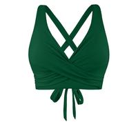 Haut de bikini pour femme - Gros seins - Push Up - Aspect cache-cœur - Amovible - Rembourré - Bretelles larges réglables - Haut de bikini à lacets - Maillot de bain sexy, vert, XXL