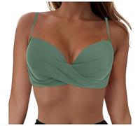 Haut de Bikini pour Femme Haut de Maillot de Bain Push-up Grande Poitrine Col en V Effet Cache-cœur Bikini Sport croisé bretilles Fines séchage Rapide pour Vacances à la Plage