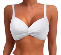 Haut de bikini pour femme - Maillot de bain triangle push-up rembourré - Imprimé léopard - Séchage rapide - Sans bas - Sexy - Athlétique - Haut de bain pour adolescentes, blanc, M
