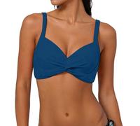 Haut de Bikini pour Femme Push-up Haut de Maillot de Bain Froncé et Torsadé Rétro Classique Hauts de Bikini