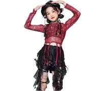 Haut de Danse sans Manches pour Filles col Rond idéal Spectacles Jazz et Street Dance T-Shirt Tendance Enfant Parfait pour Les répétitions et Les Performances scéniques #1219F