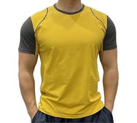 Haut de fitness pour homme - T-shirt décontracté à manches courtes pour sport en plein air, gym, sport, vie quotidienne, jaune, XL