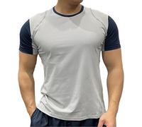Haut de fitness pour homme - T-shirt décontracté à manches courtes pour sport en plein air, gym, sport, vie quotidienne, gris, XL
