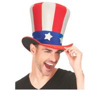Boland 04226 - Chapeau peluche USA, Chapeau Oncle Sam, Cylindre, Amérique, Stars and Stripes, Drapeau, Casquette, Couvre-chef, Accessoire, Carnaval, Fête à thème