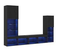 Haut de gamme - Meuble TV 4 pcs - VIDAXL - chêne noir - Bois d'ingénierie EU03_4851887