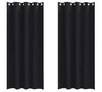 Haut de gamme - Rideaux occultants avec anneaux Noir Polyester EU03_9870548