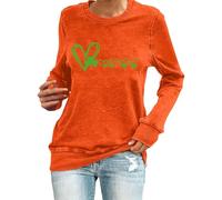 Haut de la Saint-Patrick pour femme - Sweat à manches longues - Léger - Chic - Ample - Doux et confortable - Pour vêtements à capuche - Vacances, Orange, XXL