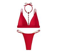 Haut De Maillot Bain Femme Ensemble Ete 2 Pieces Maillot de Bain Femme Sexy Pearl Thong Beach Bikini 2 Pieces Ado Fille Grain Sable Culotte Taille Haute