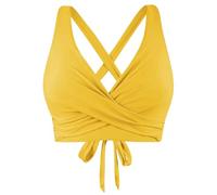 Haut de maillot de bain à armatures pour femme - Couverture complète - Haut court à nouer dans le dos - Haut de maillot de bain pour femme, jaune, M