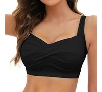 Haut de Maillot de Bain à Lacets Maillots De Bain Hauts à Armatures Couverture Complète Haut De Bikini Femmes Summer Plain Bikini Bandeau Top Swimwear Beachwear Haute Maillot De Bain