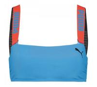 Haut de maillot de bain bleu uni avec logo floqué S