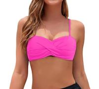 Haut De Maillot De Bain Femme Bandeau, Haut de Bikini Bandeau à Bretelles Spaghetti, Bretelles Amovibles et sans Bretelles, Hauts de Bikini Noir pour la Plage, Les Vacances Vêtements