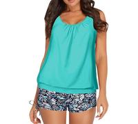 Haut de Maillot de Bain Maillot Bain Shorty Women's Spring Summer Solid Color Camisole Split Sleeveless Bikini Set with Breast Topper Bandeau Haut Femme (Mint Green L)