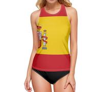 Haut de maillot de bain pour femme, maillot de bain sans bas, séchage rapide, col haut, S, Drapeau de l'Espagne, Taille S