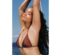 Haut de maillot triangle satiné avec perles - Etam x Hôtel Mahfouf - Nereides - 40 - Marron Brun - Femme - Etam