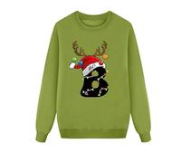 Haut de Noël moche imprimé lettre B à col rond 3 pièces pour parent enfant (Père) pour la vie quotidienne Cadeaux de Noël, Vert, M