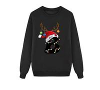 Haut de Noël moche imprimé lettre B à col rond 3 pièces pour parent enfant (Père) pour la vie quotidienne Cadeaux de Noël, Noir , L