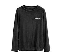 Haut de pyjama pour femme à manches longues et hiver - Pull pour femme - En coton chaud - À manches longues - Haut de pyjama en polaire - Pour femme, Noir , taille unique