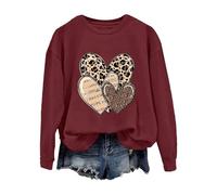 Haut de Saint-Valentin 2026 pour femme - Sweat-shirt mignon en forme de cœur et sucette - Chemise graphique à manches longues et col rond - Cadeau, bordeaux, XL