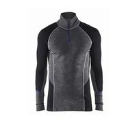 Blakläder 489917329699S Merino Haut de sous-vêtement avec zippé Taille S Gris/Noir