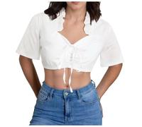 Haut De Superposition À Décorations En Dentelle Et Liens À Cordon Réglables Pour Femme, Blouse Basique Compagnon Du Costume Dirndl Traditionnel Bavaroise De L’Oktoberfest, Coupe Ajustée Polyvalente