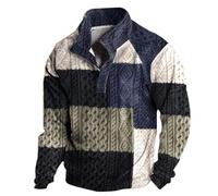 Haut de survêtement à manches longues pour homme 2024 nouveau sweat à capuche décontracté à imprimé écossais rétro pour homme, bleu marine, 3XL