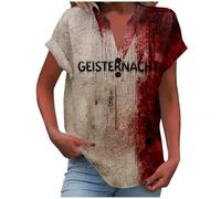 Haut d'écailles de poisson Halloween T-shirt manches courtes col rond imprimé taches de sang haut de fête décontracté pour l'été T-shirt confortable Chemise en latex, lilas, S