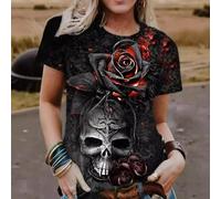 Haut Décontracté pour femme Motif pour fleur Enfer Haut Décontracté(Black M)