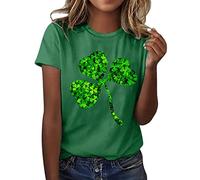 Haut décontracté pour femme St Patrick's Day Soft Leaves Imprimés Tops Manches Courtes Col Rond Mode T-shirt Top Haut Femmes Sexy, vert, M