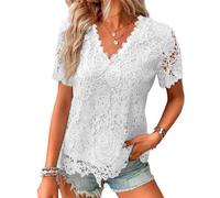 Haut Dentelle Femme Chic Top Transparent Longue Blouse Manche en Manches Élégant Cérémonie Cintré Mariage Corps Lace Tulle Coeur Chemisier Transparent Femme XXL