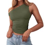 Haut Dentelle Femme Élégant À Col Asymétriquement Incliné Découvrant Les Épaules Pour Un Style Épicé Et Sexy Top Femme Ajusté Sans Manches En Couleur Unie À Enfiler Offrant Un Look Affirmé E