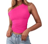Haut Dentelle Femme Élégant À Col Asymétriquement Incliné Découvrant Les Épaules Pour Un Style Épicé Et Sexy Top Femme Ajusté Sans Manches En Couleur Unie À Enfiler Offrant Un Look Affirmé E