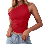 Haut Dentelle Femme Élégant À Col Asymétriquement Incliné Découvrant Les Épaules Pour Un Style Épicé Et Sexy Top Femme Ajusté Sans Manches En Couleur Unie À Enfiler Offrant Un Look Affirmé E