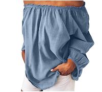 Haut d'été à épaules dénudées pour femme, chemisier bohème à manches longues à volants et épaules dénudées - Haut ample décontracté plissé de couleur unie - Grande taille - Chemisier sexy pour fête,