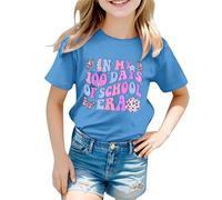 Haut d'été imprimé pour la rentrée Scolaire avec Manches Trois-Quarts pour Enfants Haut Fille Manches Longues Noir (Sky Blue, 18-24 Months)