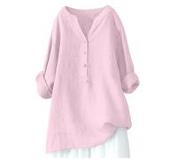 Haut d'été pour femme - Chemises pour femme avec col en V comme tunique décontractée à manches longues pour une utilisation estivale dans un design uni