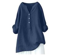 Haut d'été pour femme - Chemises pour femme avec col en V comme tunique décontractée à manches longues pour une utilisation estivale dans un design uni