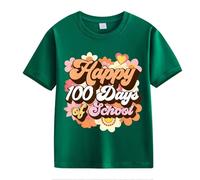 Haut d'Halloween 100th Day of School Celebration for Girls and Boys Kids T-shirts Fun Colorful Numbers Leggings Garçons, vert, 10-11Years