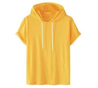 Haut dos nu décontracté couleur unie mode cordon de serrage pull sweatshirts t-shirt encolure cachée, jaune, L